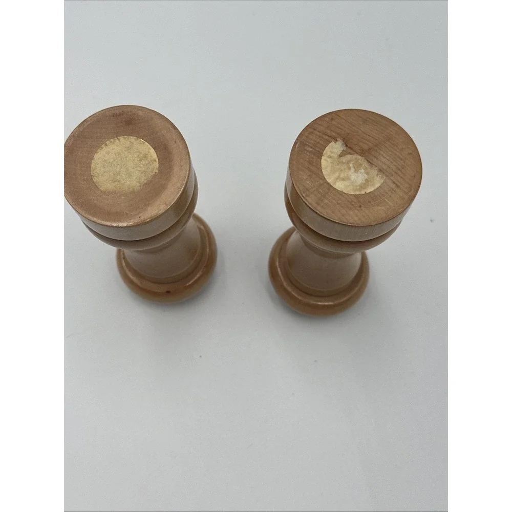 Vintage Wood Salt & Pepper Shakers Set 4